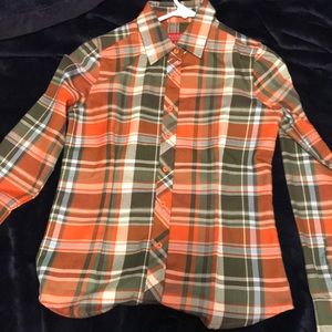 Orange and hunter green button down